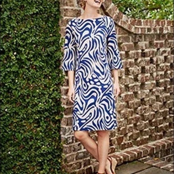 J. McLaughlin Navy and Cream Patterned Dress - Picture 3 of 8